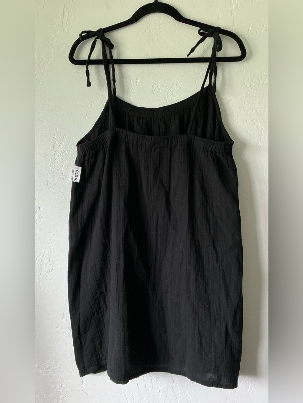 NWT Old Navy Black Cotton Gauze Tie Strap Mini Dress - Picture 4 of 7